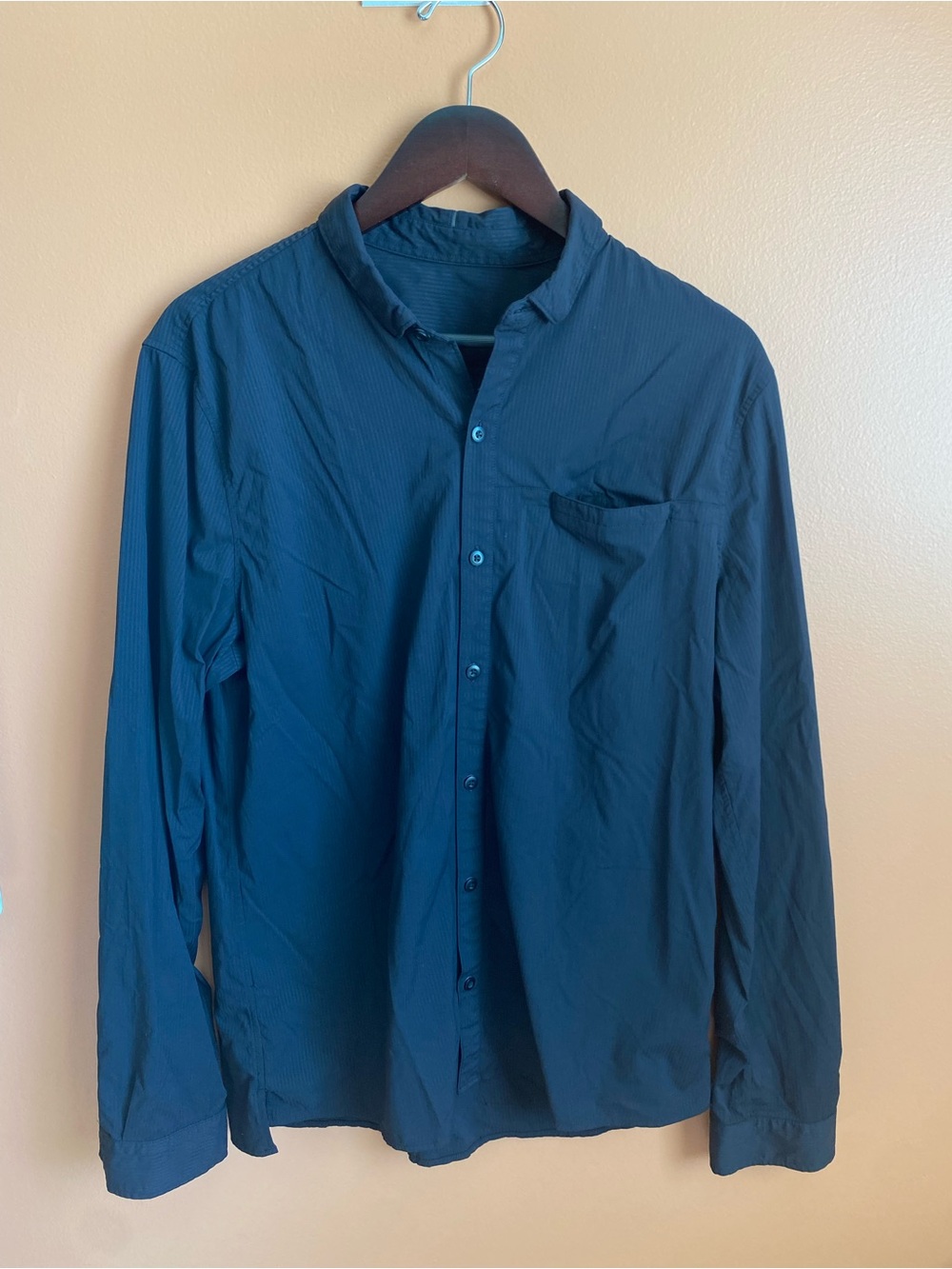 Lululemon Men’s Casual Collard Button Down Long Sleeve Shirt Black Size Large